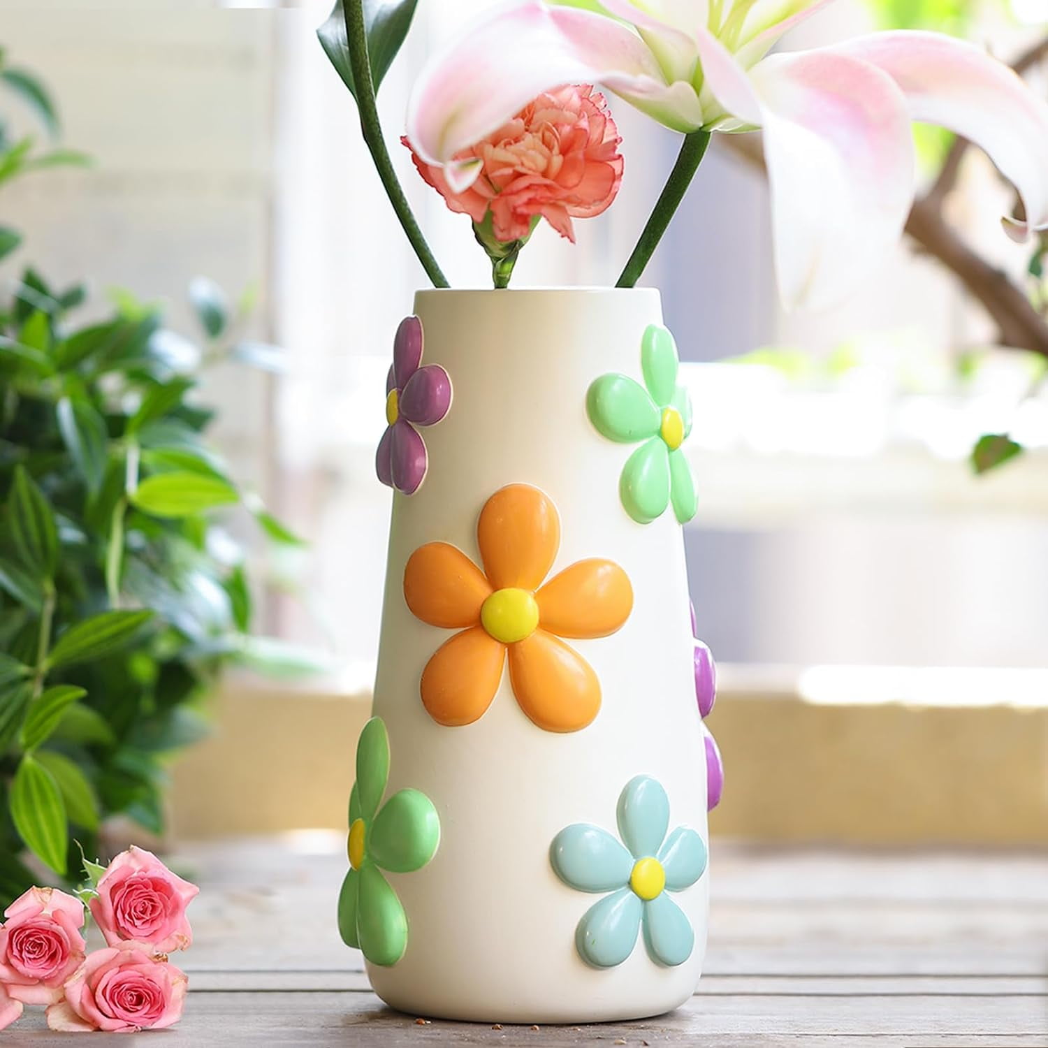 Retro Eclectic Colorful Bud Vase/ Cute Ceramic Vase/ Rainbow Pot