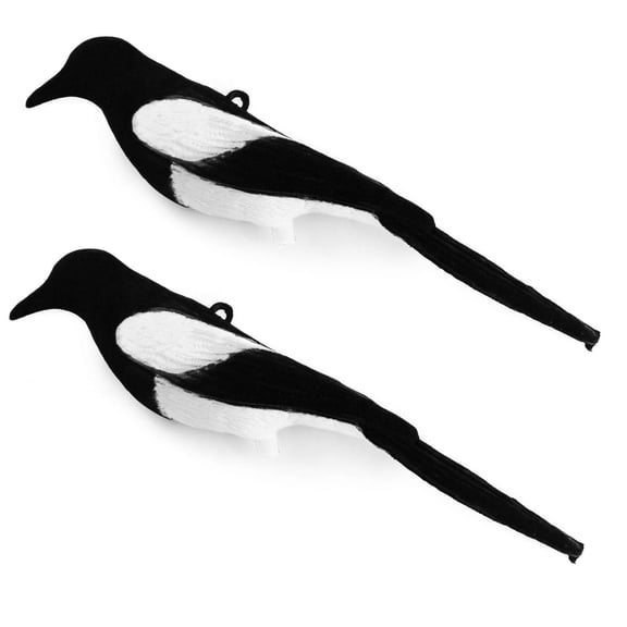 GUGULUZA 2-Pack Realistic Magpie Decoys, Fake Birds Hunting Decoys for Trap Birds, Flocked Magpies for Garden Decoration