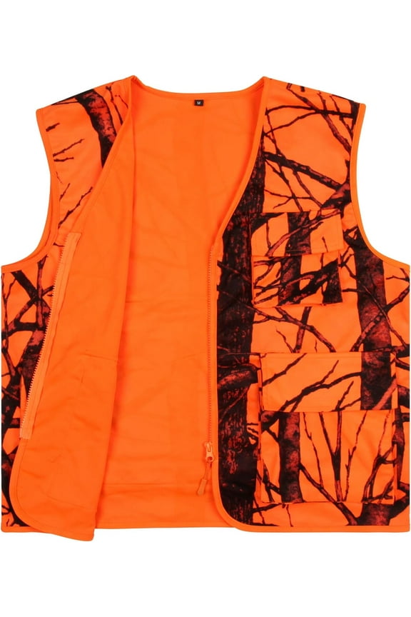 Blaze Orange Hunting Vest with Pockets, Deer Camo Vest for Hunting Big Game Camping, Lightweight (3XL)