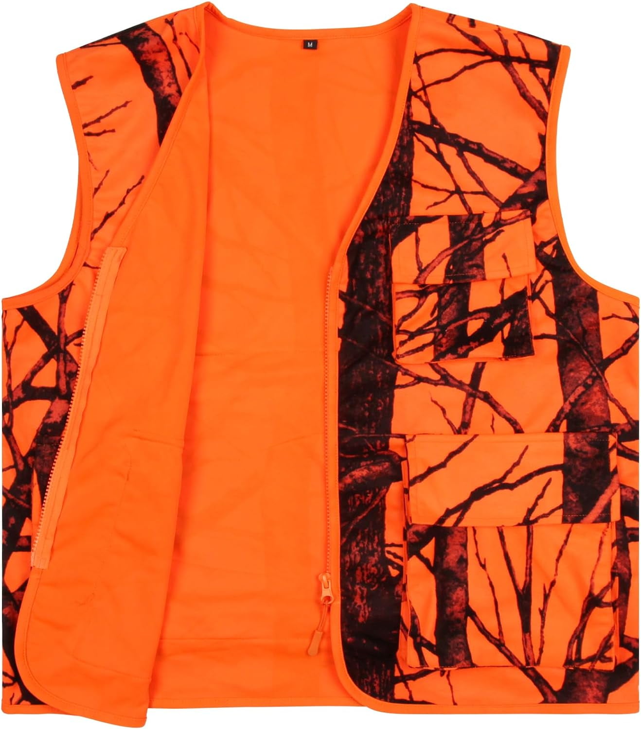 WFS Element Gear Vest Men's XL Camo Hunting Orange Reversible Hunting Vest  Zip