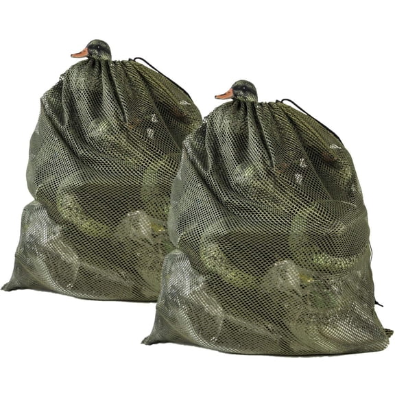 GUGULUZA Duck Mesh Decoys Bag, Pigeon/Goose/Turkey Carry Storage Backpack for Hunting (Green - 2 Pack)