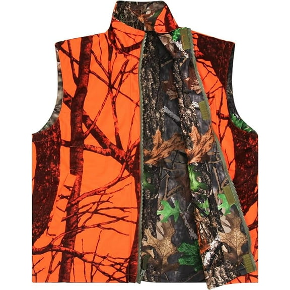 GUGULUZA Hunting Heated Vest, Camo Orange Reversible Vest, Game Vest Jacket for Hunting, Lightweight Heating Vest (3XL)