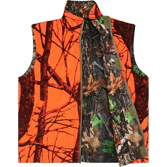 GUGULUZA Hunting Heated Vest, Camo Orange Reversible Vest, Game Vest Jacket for Hunting, Lightweight Heating Vest (4XL)