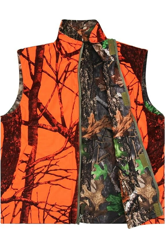 Hunting Heated Vest, Camo Orange Reversible Vest, Game Vest Jacket for Hunting, Lightweight Heating Vest (XXL)