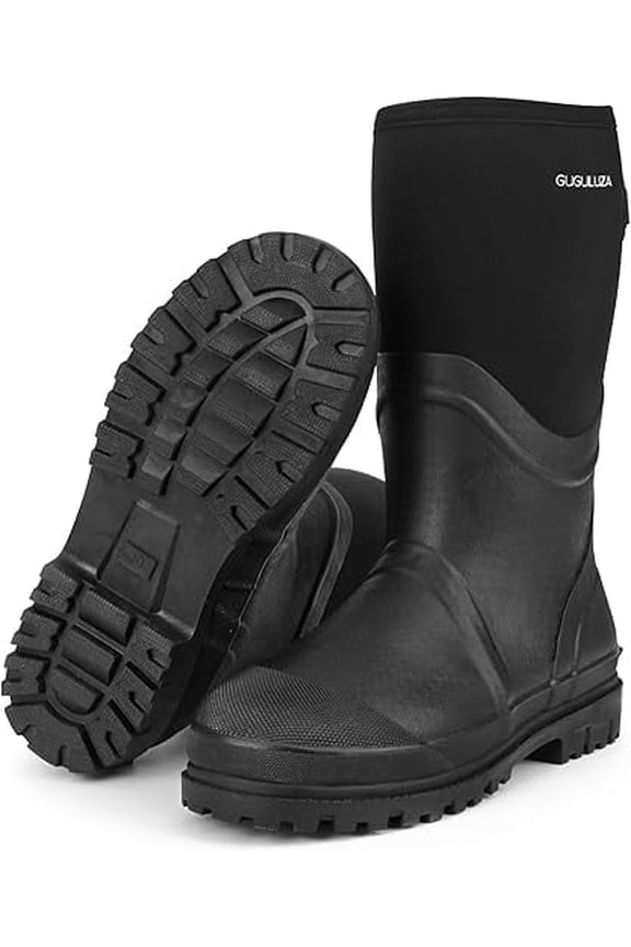 Hunting Rubber Boots, Waterproof Hunting Boots with 6 mm Neoprene for Men, Insulated Rain Boots for Outdoors, Black 8 Wide Women/7 Wide Men