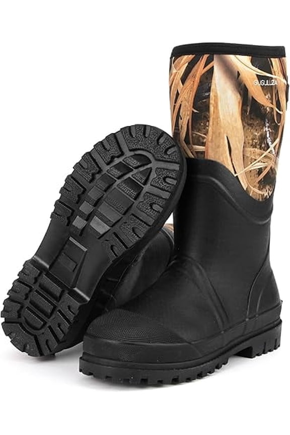 Hunting Rubber Boots, Waterproof Hunting Boots with 6 mm Neoprene for Men, Insulated Rain Boots for Outdoors, Camo 11 Wide Women/10 Wide Men
