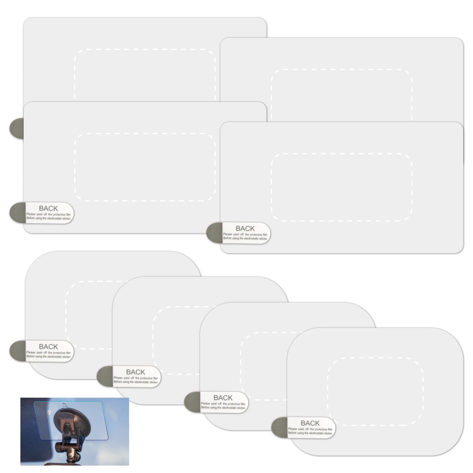 GUGUMO 8Pcs Dashcam Windshield Sticker, Electrostatic Stickers for Dash ...