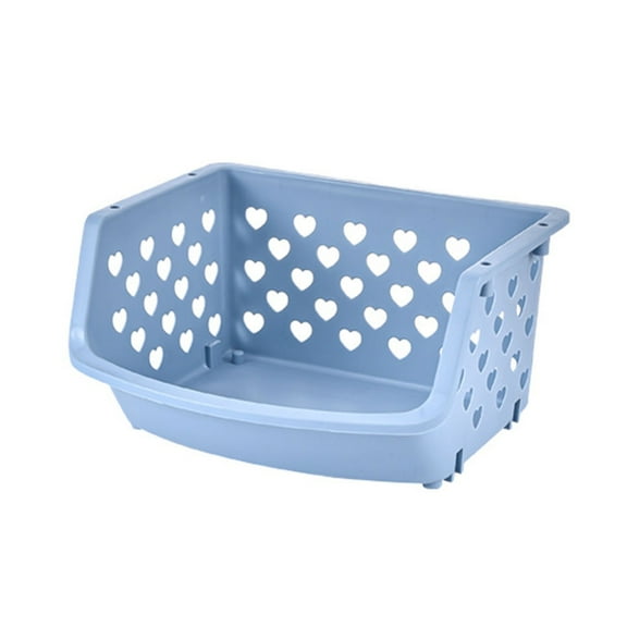 GUIGUI 1 Pack Stackable Fruit Basket, Kitchen Plastic Storage Basket, Open Plastic Bin for Fruit Onion Potato Vegetable Bread (F)
