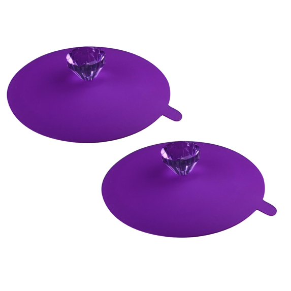 GUIGUI 2 Pcs Silicone Cup Lids, Creative Mug Cover, Multicolored Silicone Lids for Mugs, Cups, Tea Pots, Flexible Mug Covers (Purple)