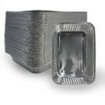 thumbnail image 1 of GUIGUI 8.5 x 6" Aluminum Foil Grill Pan, 50 Pack Disposable Aluminum Foil BBQ Grease Trays (Silver), 1 of 8