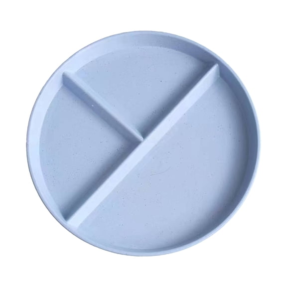 GUIGUI 9 Inch Wheat Straw Portion Control Plates, Divided Plate Bariatric Plastic Salad Lunch Tray Dinnerware, Round Bariatric Plastic Plate for Adults, Dishwasher Safe 1 Pcs (Sky Blue)