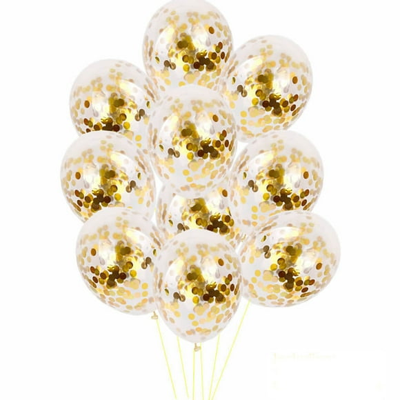GUIGUI Decorations for Home Fall Decor 10Pcs 12 inch Foil Latex Confetti Balloon Set Wedding Birthday Shower （Gold）