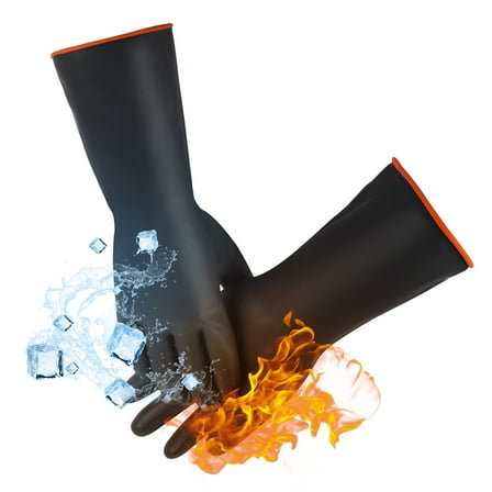 GUIGUI Heat-Resistant BBQ Grill Gloves, for Grill BBQ,Aillary Waterproof Long Sleeve Pit Grill Gloves for Fryer, Baking, Oven,Smoker,Fireproof, Oil Resistant Neoprene Coating 1 Pair (35Cm)
