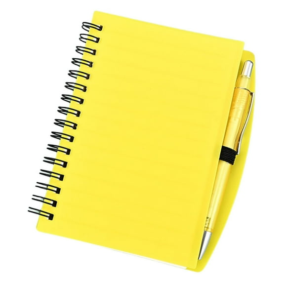 GUIGUI Lined Journal Spiral Notebook 6.5 x 8.3" 1 Pack 80 Pages and a Pen, A6 Small Notebooks College Ruled, Memo Notepad Sketchbook for Writing Women Men Work (Yellow A5)