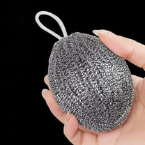 GUIGUI Stainless Steel Scrubber, Scrubbing Scouring Pad, Wire Metal Scrubber With Lanyard for Kitchens, Bathroom and More 1 Pcs (Silver)