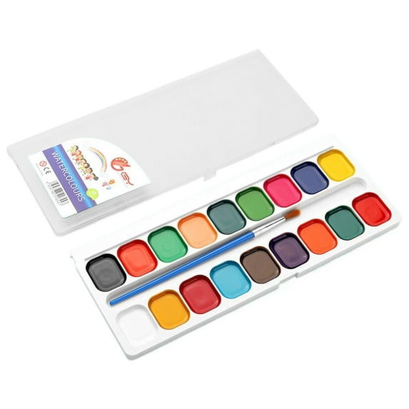 GUIGUI Watercolor Paint Set 18 Colors, Washable Watercolor Paint in Portable Box with a Brush a Refillable Water Brush Pen and Palette Travel Watercolor Set for Artists, Amateur Hobbyists and Painting
