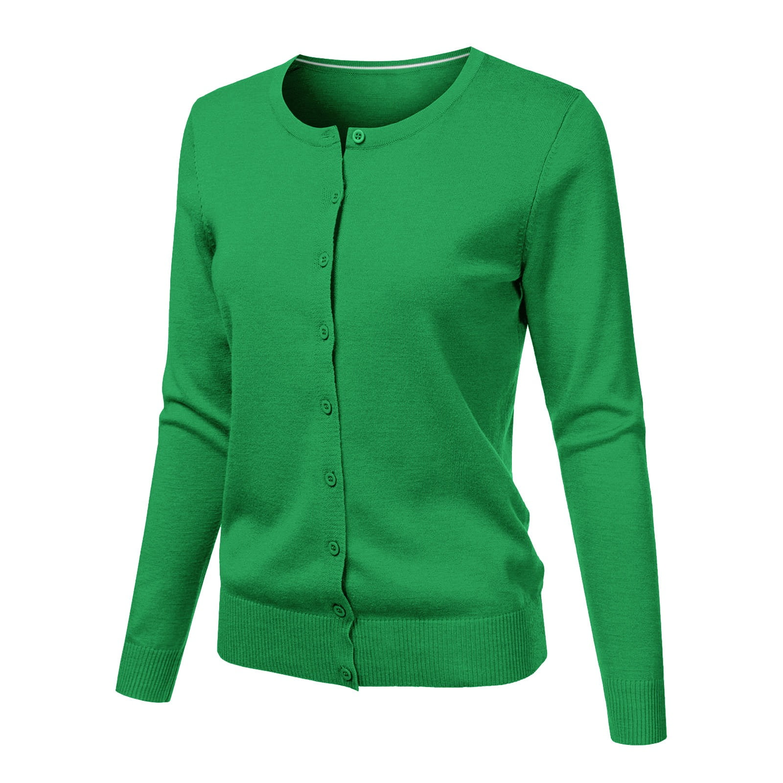 Solid color button-down long-sleeve sequined cardigan main image 0