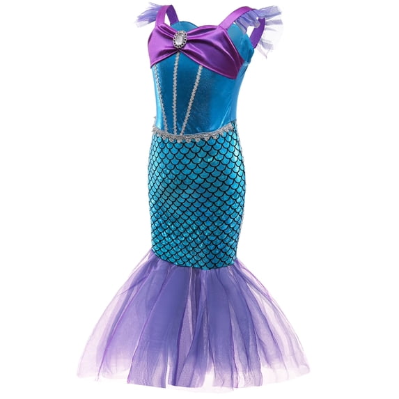 Little Mermaid Costume Ariel Dress for Toddler Girls Birthday Party, 4T-5T