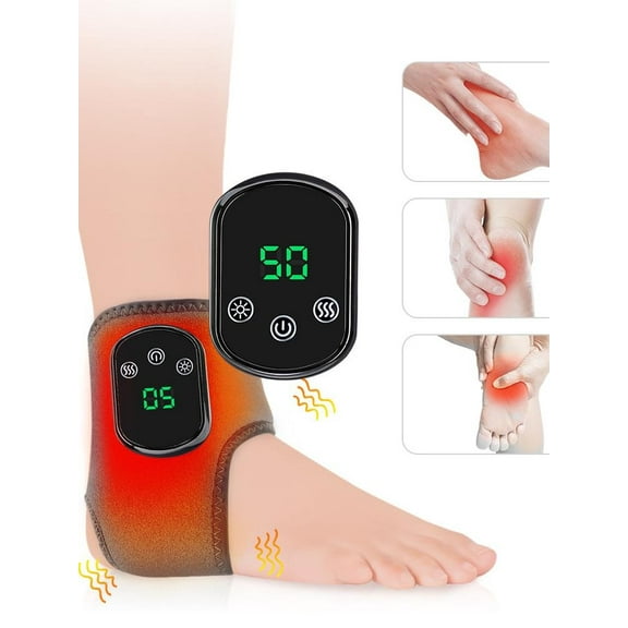GUIREN Ankle Foot Massager with Hot Compress and Vibration, 3 Temperature Settings and 3 Massage Modes, Rechargeable Portable Design for Home, Office