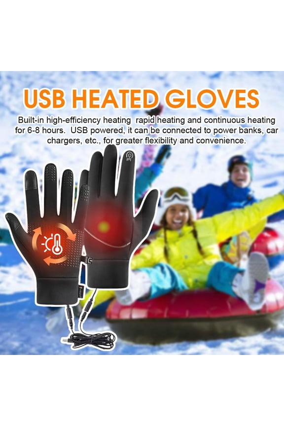 Heated Gloves for Men Women, Winter Rechargeable Electric USB Heated Gloves Mitten Hand Warmer Touchscreen Gloves Waterproof Touch Thermal Insulated Heated Gloves for Working Skiing Hiking