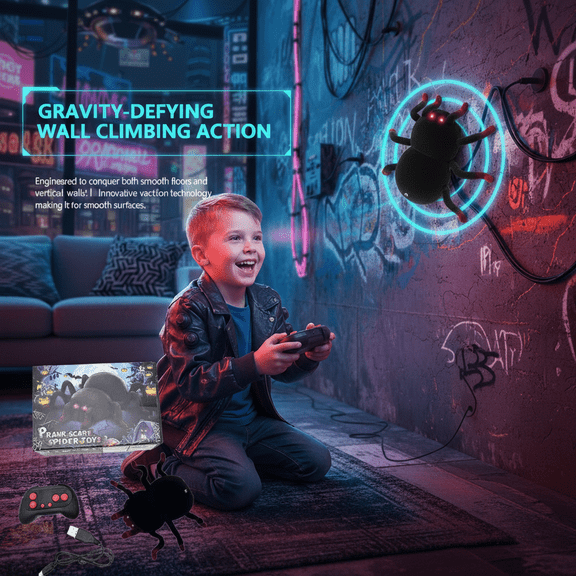 GUIREN Remote Control Tarantula Indoor Wall Toys, Rechargeable Wall Climbing Spider, Kids Toys for Boys & Girls