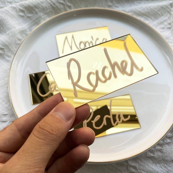 GUISANTO 50Pcs Golden Acrylic Table Place Card for Wedding DIY Table Seating Cards Gold Place Card Wedding Decoration