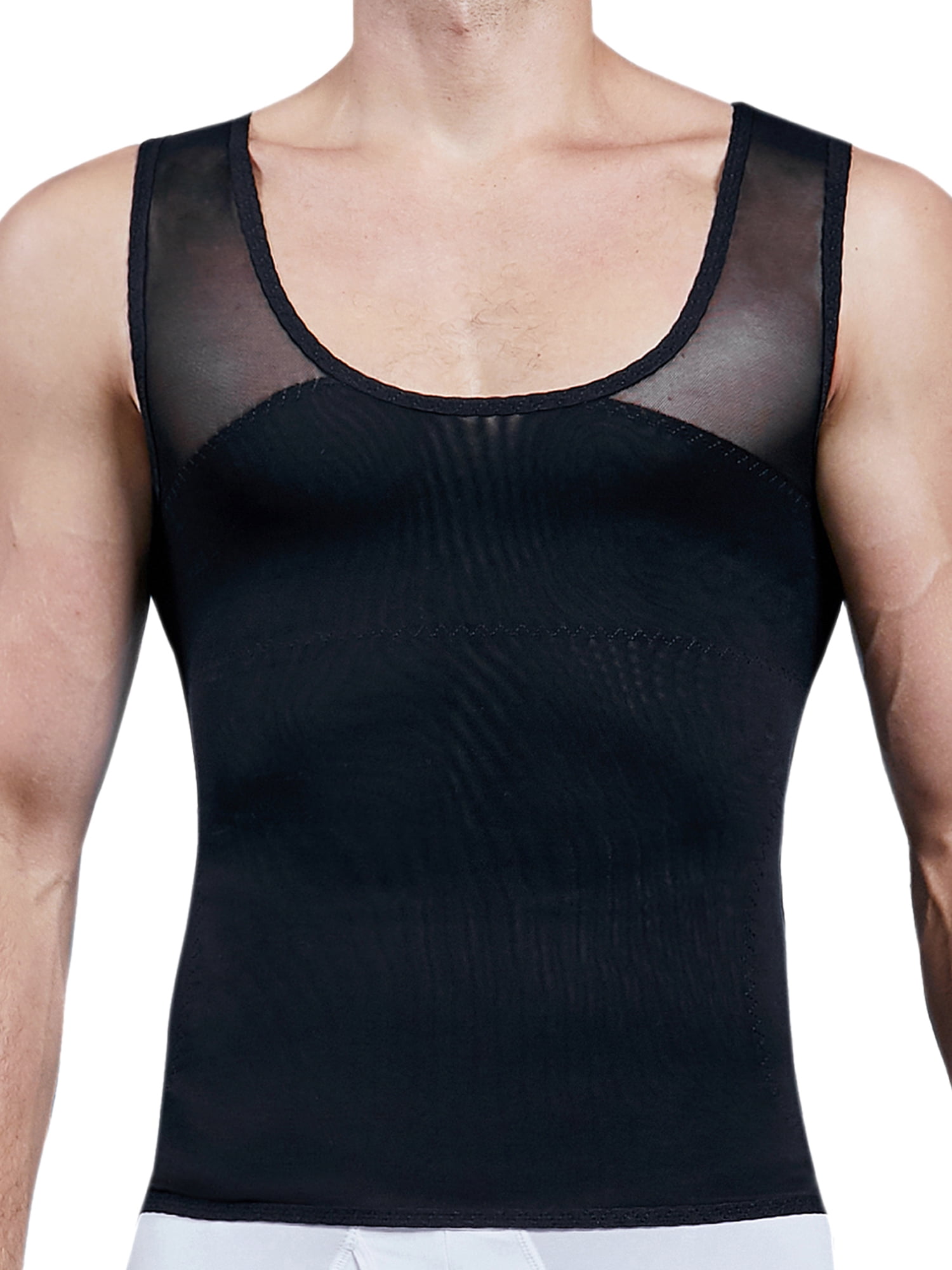 GUITANG Men s Compression Shirt to Hide Moobs Chest