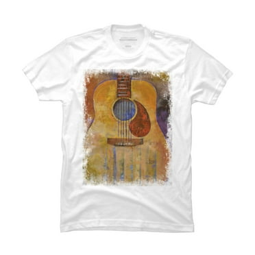 GUITAR Mens White Graphic Tee - Design By Humans  XL