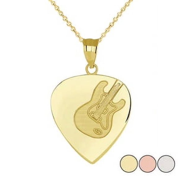GUITAR PICK PENDANT NECKLACE IN GOLD (YELLOW/ ROSE/WHITE) : 14K Pendant only