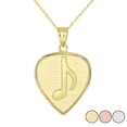 thumbnail image 1 of GUITAR PICK WITH ENGRAVED MUSIC NOTE PENDANT NECKLACE IN GOLD (YELLOW/ ROSE/WHITE) :  10K  Pendant with 20" chain, 1 of 1