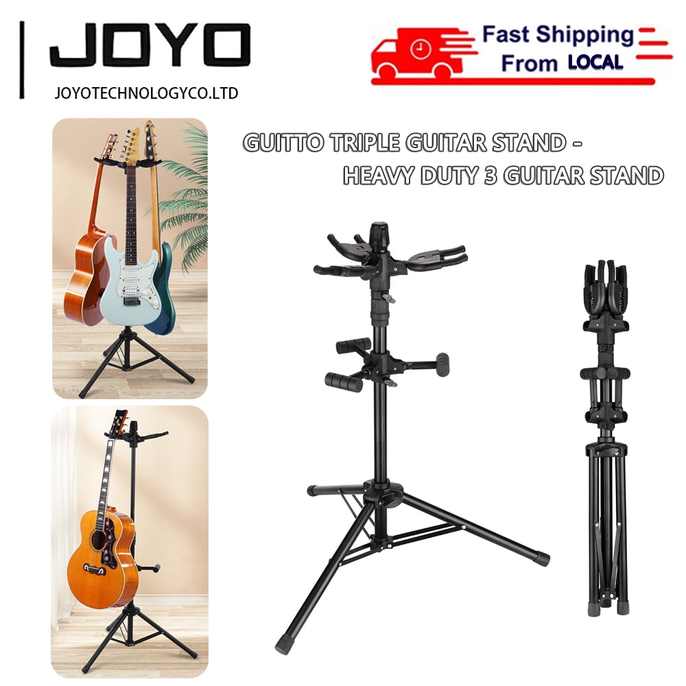 GUITTO Triple Guitar Stand, Heavy Duty 3 Guitar Holder with Auto Lock 99lbs Capacity