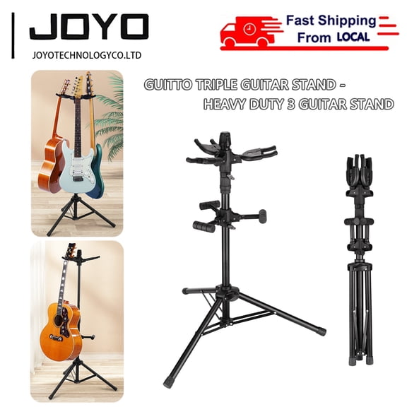 GUITTO Triple Guitar Stand, Heavy Duty 3 Guitar Holder with Auto Lock 99lbs Capacity