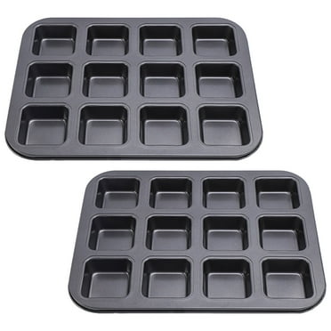 GUIYANIU 2 Pcs 12-Cavity Non-Stick Square Muffin Pan for Kitchen Baking