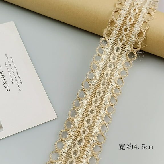 GUIYONG 2pcs Christmas Burlap Lace Trim Boho Lace Craft Ribbon Jute Ribbon for DIY Decor Projects Rustic Wedding Decorations