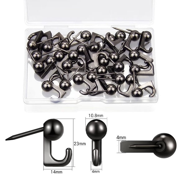 GUIYONG 30pcs Metal Push Pin Hooks Decorative Picture Hanging Hooks With Nails For Home Office Fabric Wall Wooden Board Silver