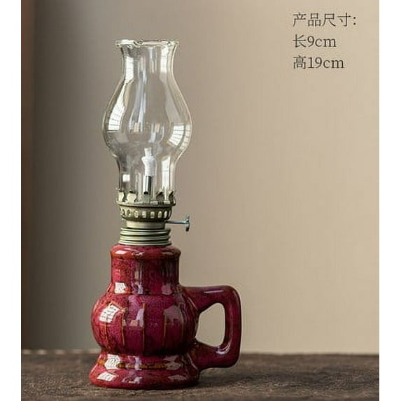 GUIYONG Vintage Ceramic Kerosene Lamp Retro Oil Lantern for Indoor Use Antique Oil Lamp for Home Decor and Emergency Lighting Ceramic Oil Lantern