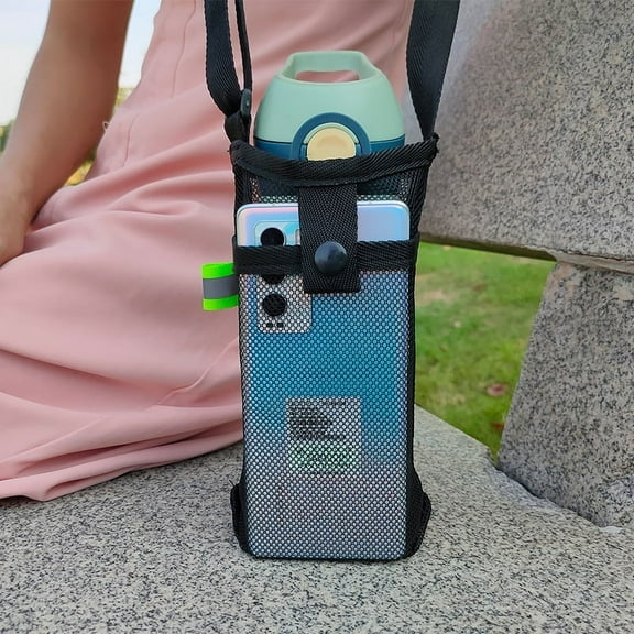 GUIYONG Water Bottle Carrier with Adjustable Shoulder Strap Crossbody Water Bottle Sling Bag Mesh Water Bottle Holder for Travel Hiking Cycling and Gym