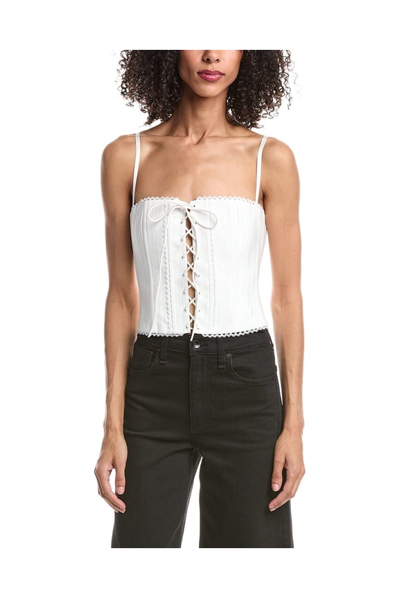 womens  Cotton Scallop Corset, l, White