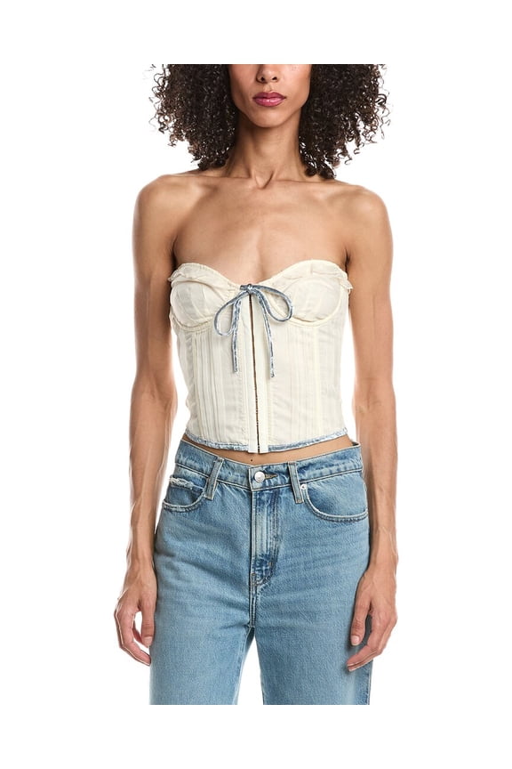 womens  Pintuck Corset, m, White