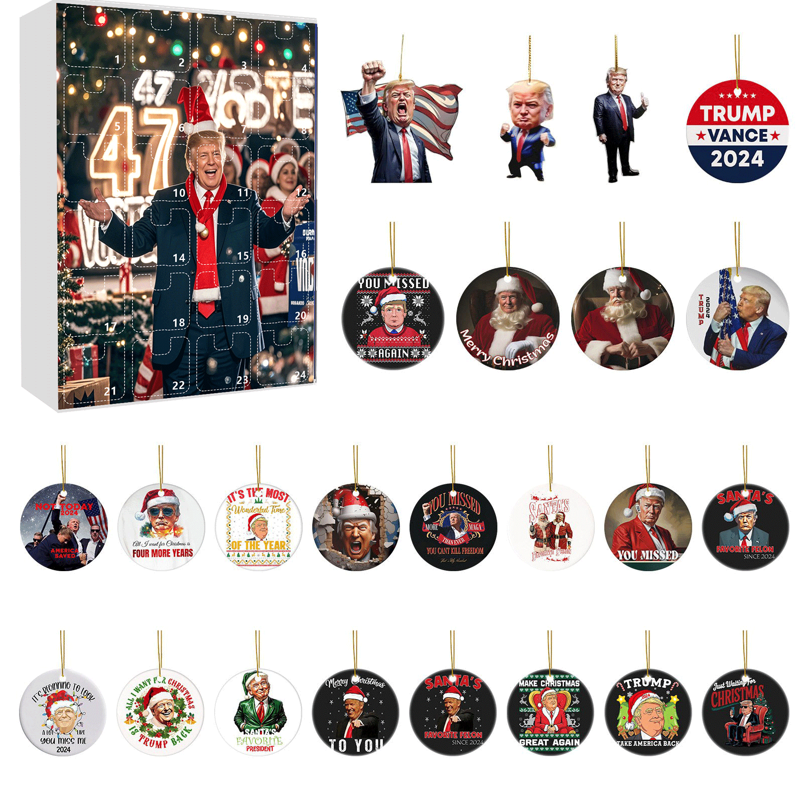 GUKKBR Advent Calendar 2024, 5 Minute Timer 2D Christmas Home Ornaments