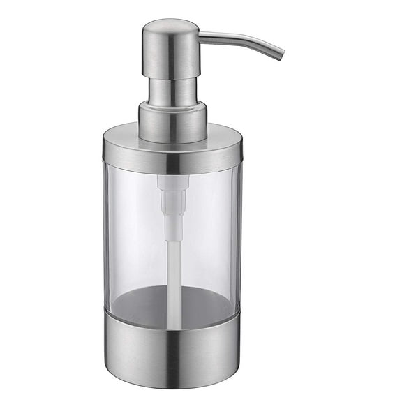GULICA Soap Dispensers Countertop, Stainless Steel Pump Head, Hand Soap Dispenser for Kitchen and Bathroom, Clear Soap Dispenser Bottle 12oz, Brushed Nickel