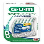 GUM Soft-Picks Advanced, Easy to Use Dental Picks for Teeth Cleaning and Gum Health, Disposable Interdental Brushes with Convenient Carry Case, Dentist Recommended Dental Picks, 90 Count