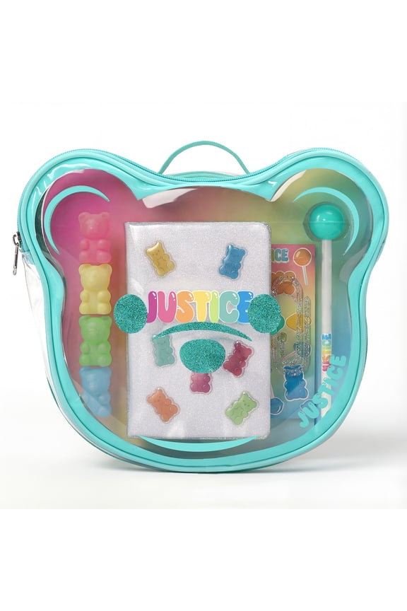 Teal Gummy Sweet Stationery Set, 8 Piece Unisex Handbag Set for Children Ages 6 and up