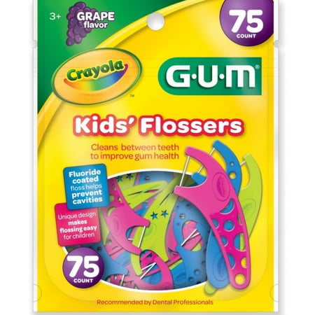 GUM Crayola Kids' Flossers, Grape, 75 ct (Pack of 3)