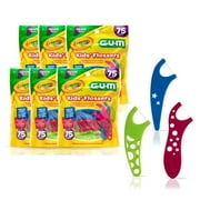 GUM Crayola Kids Flossers with Fluoride - Designed for Little Hands, Ages 3+, 75  Count (6pk)