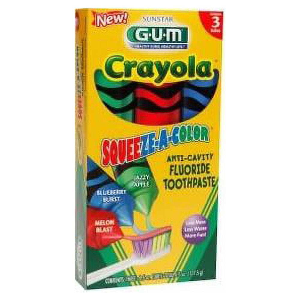 GUM Crayola SQUEEZEACOLOR Toothpaste, Kid's Toothpaste NonStaining 1