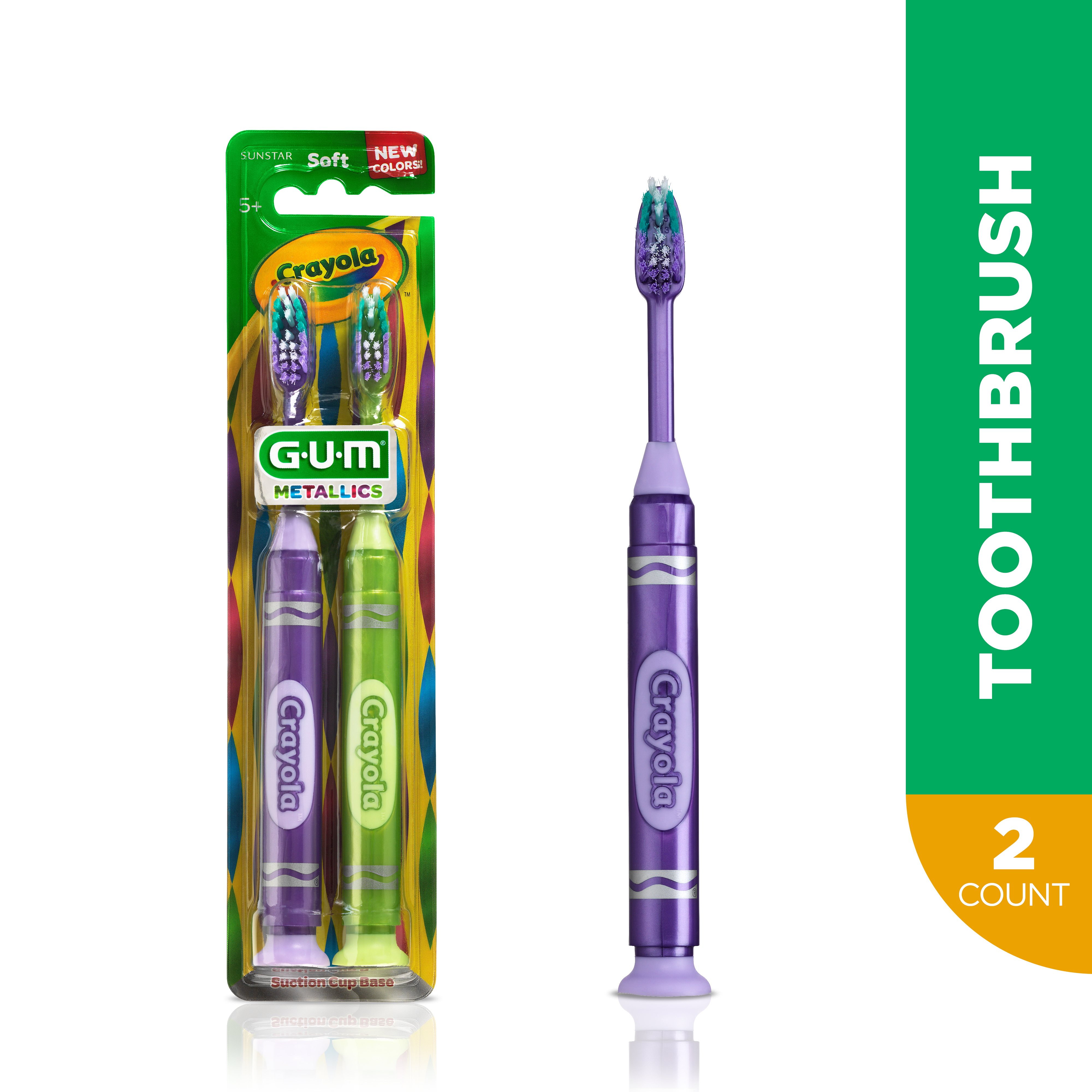 GUM Crayola Suction Cup Base Toothbrush Soft - 2 CT - image 1 of 5