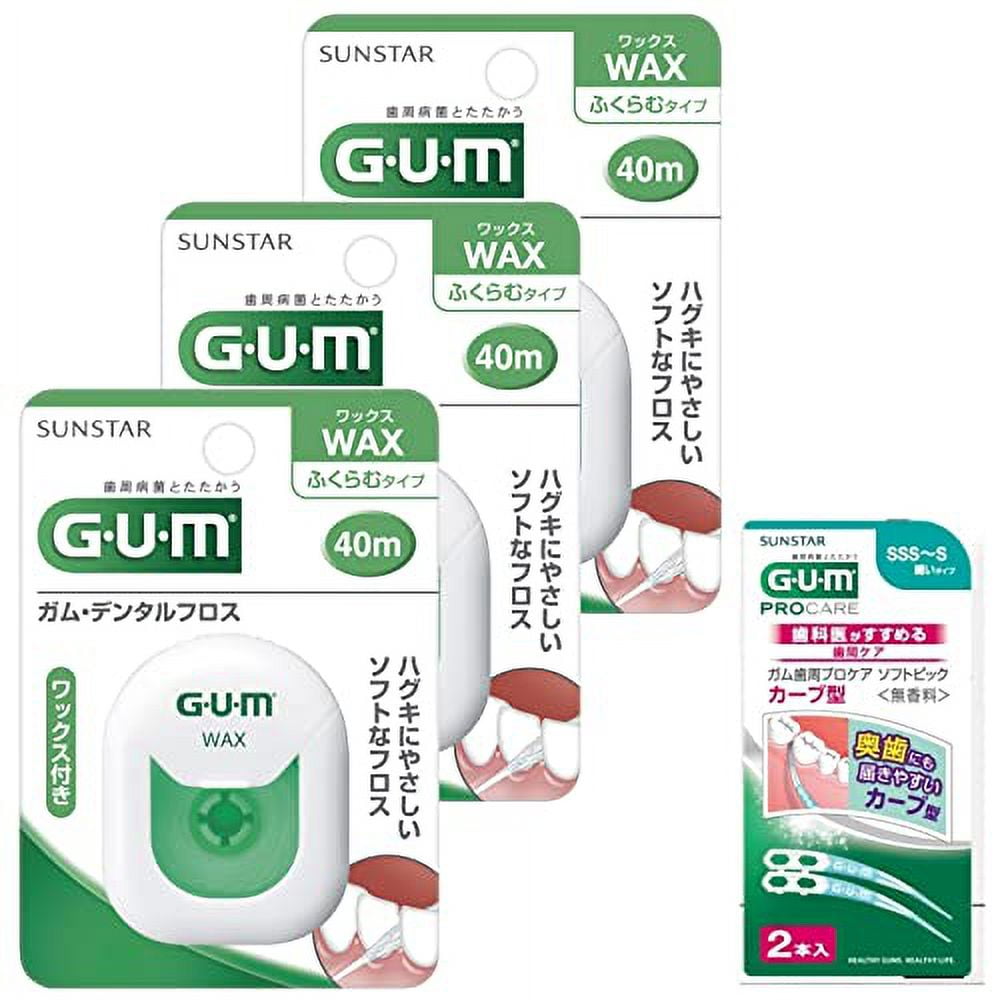 GUM Dental Floss [Wax Puffy Type] Waxed Interdental Care Unflavored 40m