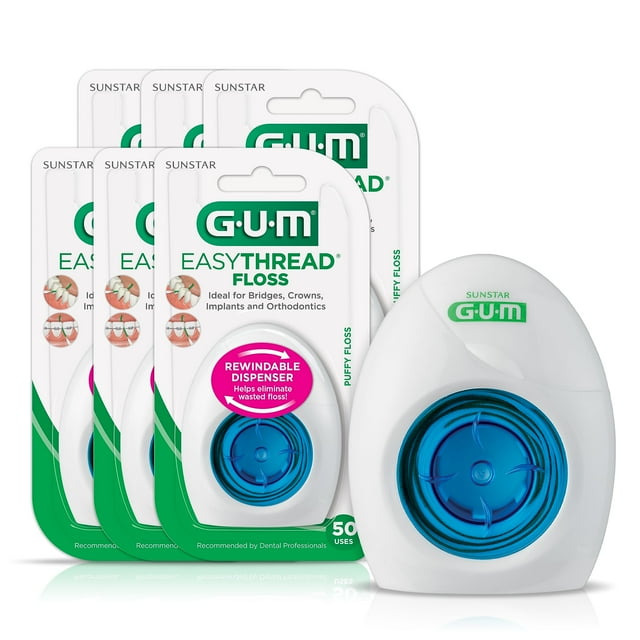 GUM EasyThread Threader Floss RE32 Expanding Dental Floss for Braces