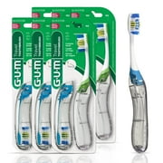 GUM Folding Travel Toothbrush, Compa Count Head + Tongue Cleaner, Soft Bristled, 2  Count (6pk)